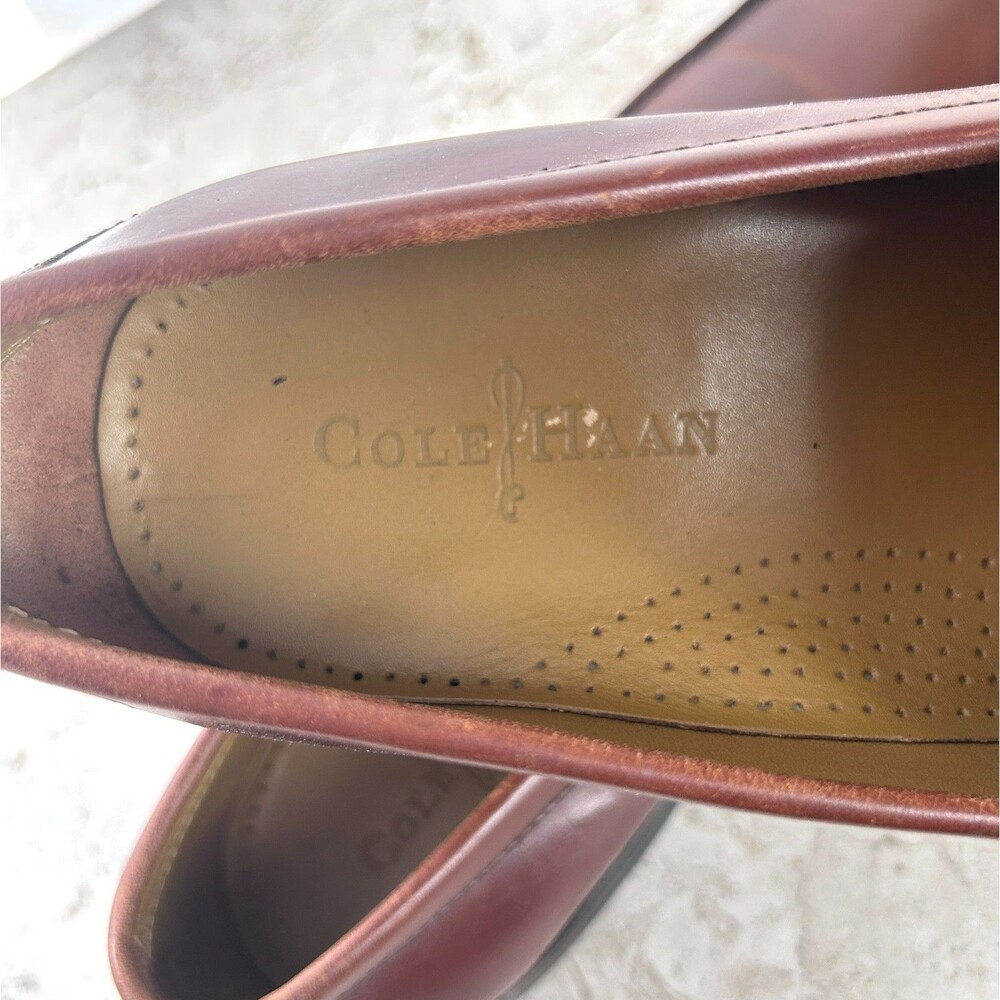 Cole Haan Shoes Mens 11 Brown Leather Loafers Minimalist Preppie Square Toe - Picture 6 of 9